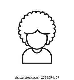 afro american woman or girl icon black and white vector outline sign