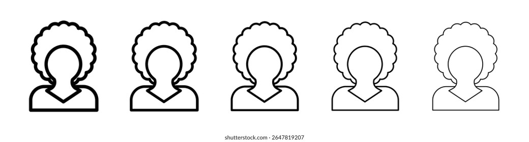 ícone de mulher ou menina afro-americana vetor isolado no fundo branco conjunto