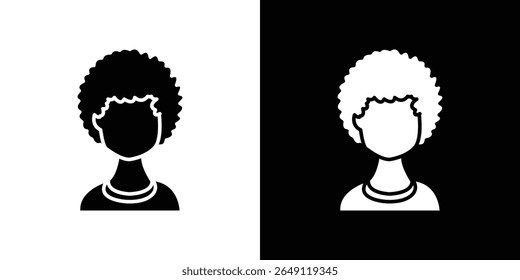 ícone afro-americano de mulher ou menina Vetor plano isolado em contorno
