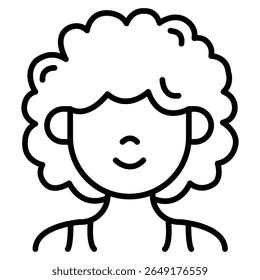 afro-americana mulheres ou ícone de menina Projeto de vetor de linha fina