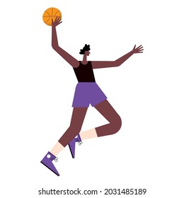 atleta afro jugando baloncesto