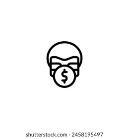 afro avatar money golden outline icon and illustration