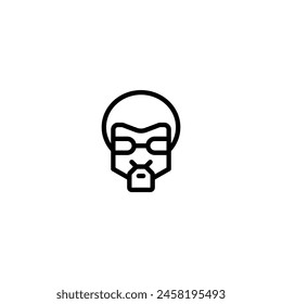 afro avatar outline icon and illustration