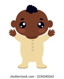 afro baby boy kawaii icon isolated