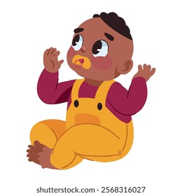 afro baby character with pacifier isolated