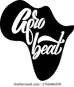 Afro Beat text with African silhouette as a background. Hand lettering illustration made in calligraphy style.