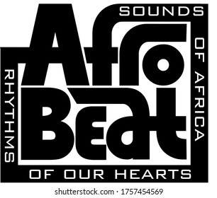 Afro Beat text. Hand drawn illustration. Dance event logo, emblem. Print for t-shirt, apparel, banner, poster.