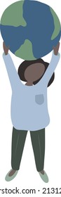 Afro black girl holding planet earth