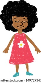 Afro black girl kids crayon drawing doodle