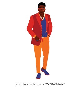 Afro black man in elegant art style vector