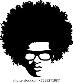 Afro - Black and White Isolated Icon - Vector illustration