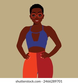 Afro black woman in elegant art style vector