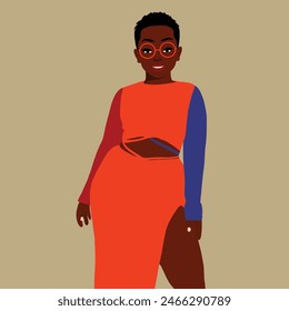 Afro black woman in elegant art style vector