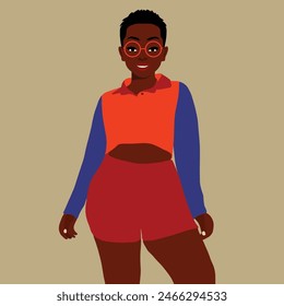 Afro black woman in elegant art style vector