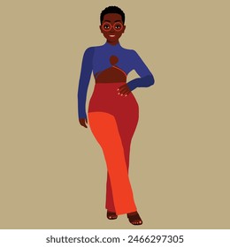 Afro black woman in elegant art style vector