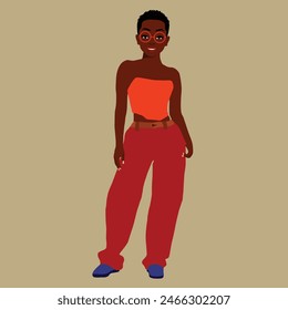 Afro black woman in elegant art style vector