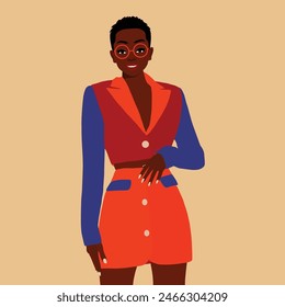 Afro black woman in elegant art style vector