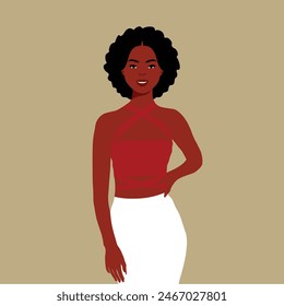 Afro black woman in elegant art style vector