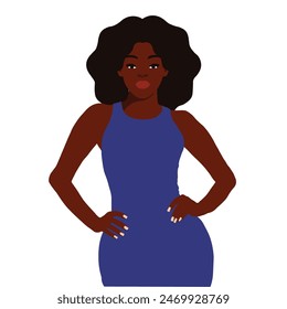 Afro black woman in elegant art style vector