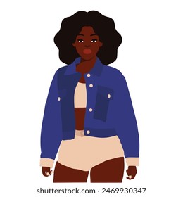 Afro black woman in elegant art style vector