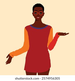 Afro black woman in elegant art style vector