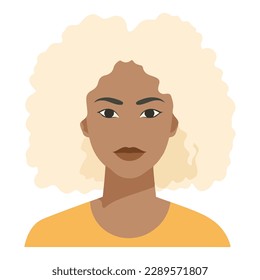 Afro Blonde Hair Woman  Flat Icon Isolated On White Background