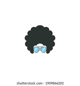 Afro With Blue Glasses Logo Template Flat Style Design Vector Illustration