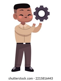 empresario afro con personaje de equipo