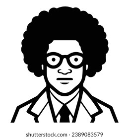 Afro Businessman In Glasses Flat Icon Isolated On White Background