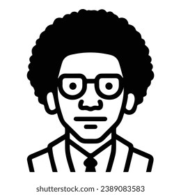 Afroempresario En Glasas Icono Plano Aislado En Fondo Blanco