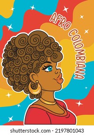 Afro Colombian Woman, Colombian Flag, And Stars