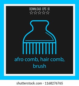 afro comb, hair comb, brush vector icon