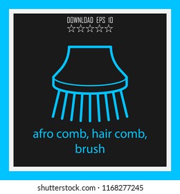 afro comb, hair comb, brush vector icon