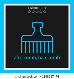 afro comb, hair comb vector icon