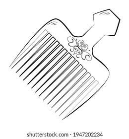 afro comb hand drawing icon isolated on white background. Vector