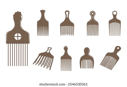 Afro Kamm Silhouette, Afro Kamm Clipart, Afro Haar Pick Silhouetten, Afro Pick Silhouetten