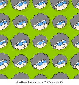 afro cool man seamless repeat pattern. background vector illustration.