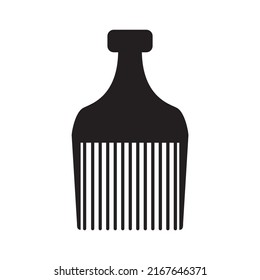 Afro Crest Icon. Black Silhouette Of A Comb For Combing And Styling Afro-type Hair. Vector Illustration Isolated On A White Background For Design And Web.