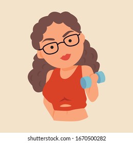 Afro Curly Glasses Girl Exercise Vector Illustration