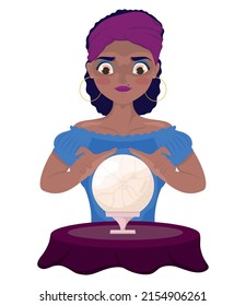 afro divne with crystal ball character