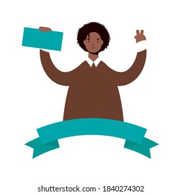 afro ethnischer Mann, der mit stimmungskarte Charakter, Vektorgrafik-Design
