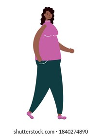 afro ethnic woman walking character icon vector illustration design