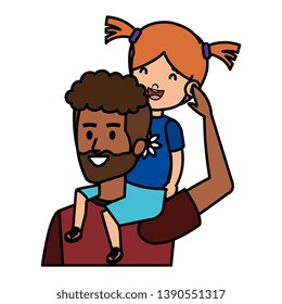 afro father with daughter characters