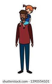 afro father with daughter characters