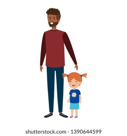afro father with daughter characters