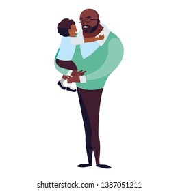 afro father with son characters