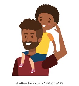 afro father with son characters