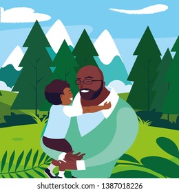 afro father with son in the field
