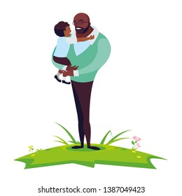 afro father with son in the field