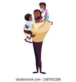afro father with sons characters
